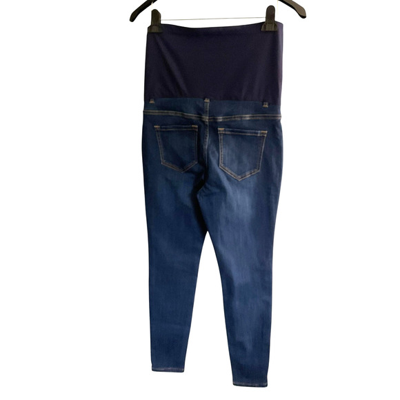 Thyme Maternity Jeans Womens 30 Blue Stretch Over Belly Panel Skinny Jeggings - Picture 2 of 9